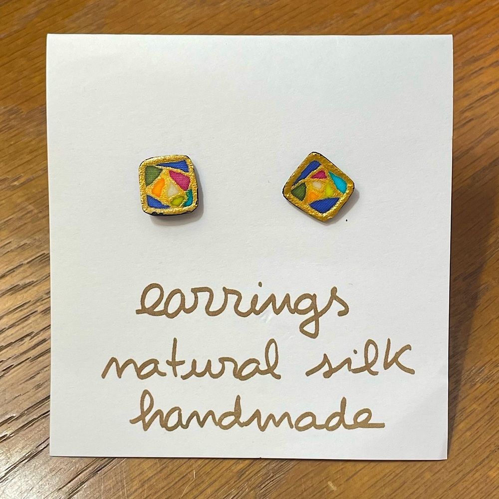 Handmade Multicolor Natural Silk Earrings